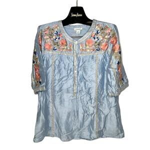 Silk SUNDANCE Gisela Embroidered Top Sz M